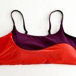 Athleta [] Orange Purple Asymmetrical Colorblock Scoop Neck Bikini Top Size XL Photo 2