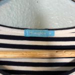 J. McLaughlin J. McLaughlin Striped 3/4 Sleeve Crewneck Top Navy White Size Medium Classic Photo 2