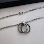 Multi Circle Pendant Necklace for Men Women,Streetwear Hip Hop Punk Unisex Style Silver Photo 3