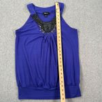Iz Byer Y2k Statement Neck Beaded Top Women's Large Purple Gathered Waist Photo 4