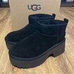 UGG  black suede wool platform heeled ankle boots booties shoes women’s 9 new Photo 1