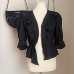 Vintage Cal Togs Black Button Down Ruffle Blouse, Size Medium Photo 0