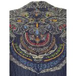 Ivko Embroidered Jacket Cardigan Size 40 L Zip Front Pockets Neckless Pattern Blue Size L Photo 3