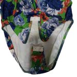 ZARA  Blue & Green Floral one Shoulder Asymmetrical Bloggers Fav Bodysuit, Medium Photo 6