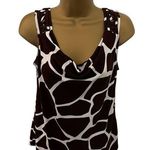 Y2K George Giraffe Print Cowl Neck Top Lace Photo 0