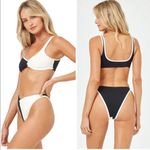 l*space L* Cardi Bikini Top Jada High Waist Bottoms Bikini Set Black Cream Medium Photo 2
