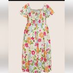 Bloomchic Floral Backless Shirred Square Neck Pocket Ruffle Hem Dress Photo 5