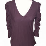 Nation Ltd Nation Los Angeles 100% Pima Cotton Shirt Ruched Ruffle Sleeves  Photo 0