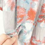 Wrap London Resortwear Summer Open Front Watercolor Floral Kimono Cardigan 8/10 Blue Photo 3