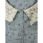 Vtg 90s Sarah Elizabeth Prairie Dress Womens 12 Blue Plaid Floral Pearls Cottage Photo 6