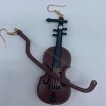 NEW brown violin and bow asymmetrical music instrument fashion earrings Photo 4