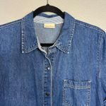 Bobbie Brooks Vintage Denim Maxi Dress Size L Snap Short Sleeve Roll Tab Midi Blue Size L Photo 3