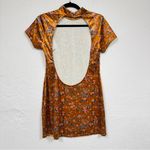 Savage Fenty Orange Velvet Floral Mini Dress Womens 10 Short Sleeve High Neck Photo 1