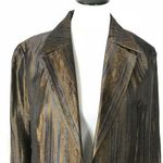 Carlisle Open Cardigan Top Size 6 Silk Blend Striped Brown Office Pockets Photo 3