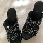 Black and Silver Rhinestone Wedge Sandals size 6.5 Photo 1