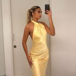 ZARA  butter Yellow Backless Halter maxi Dress holiday evening wedding Photo 1