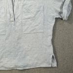 FRNCH June Short Sleeve Double Pocket Shirt Women's Medium Light Blue Cotton Photo 3