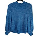 Free People  Edessa Blue Balloon Sleeve Sweater Slouchy Sz XS Boho Photo 5