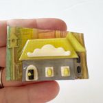 House Pins By Lucinda Vintage Pin Brooch Grays Yellows Bird House Collectibles Photo 3