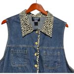 Original TY Wear Womens Button Top 2X Blue Chambray Leopard‎ Trim Y2K Western Size XXL Photo 2