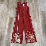 Johnny Was NWT  Elia Linen Tie Jumpsuit Embroidered Size Medium in Adobe Photo 9