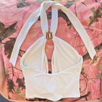 I am gia valentina white scoop cowl front clasp halter neck going out top Photo 2