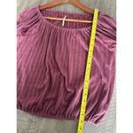 Free People 3/4 Puff Sleeve Scoop Neck Textured Blouse Mauve Women’s size Small Photo 8