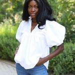 NWT Never A Wallflower High Neck Blouse White Photo 1