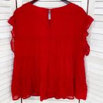 Kirundo Clip Dot Tiered Ruffle Chiffon Babydoll Tunic Top‎ Red XL Red Photo 6