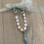 Stone ribbon tie necklace, NEW Green Photo 0