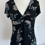 Candie's  Black Wrap Blouse with V-Neck and Short Sleeves Photo 0