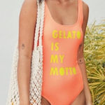 Aerie  Orange Sherbet Scoop Back One Piece‎ Swimsuit Size Small Photo 0