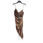 House Of CB Women Reva Satin Gathered Corset Dress Toffee Size XS $255 NEW Photo 3
