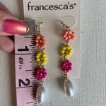 Francesca's Francesca’s Uma Seedbead Flower Pearl Drop Statement Boho Earrings Photo 3