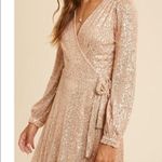 ✨ Sequin Rose Gold Wrap Dress✨ Gold Size L Photo 2
