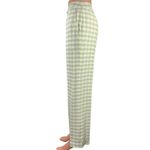 STAUD  Women's White/Green Gingham High Rise Stretch Wide Leg Trouser Pants Sz XS Photo 1