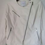 Skinny Girl white faux leather motto jacket Size Large Photo 3