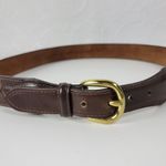 Mens Genuine Leather Belt 34 Brown Basket Weave Braided Solid Brass Buckle Photo 1