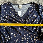Stitch Fix Kailegh () Small Navy Blue with Beige Print Faux Wrap Dress NWT Photo 5