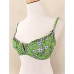 Zaful Green Floral Swim Top Small 4 Balconette Swim Top Ruffle Tie Back Photo 1