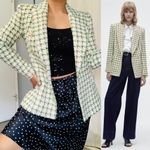 ZARA  Woman Textured Double-breasted Blazer Christmas Jacket Ecru Green Size M Photo 1
