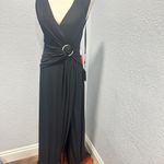 Mac Duggal  Size 4 Black Draped Side Knot Rhinestone Ring Jersey Gown NWT Event Photo 3