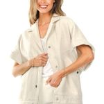 IRO RTR ‎ Ilija Wide Short Sleeve Snap Oversized Knit Metallic Jacket in Ecru 38 Photo 0