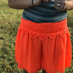 My Michelle  Neon Orange‎ Lace Flowy Shorts M Medium Scalloped Edge Photo 0