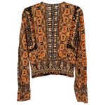 Free People  Wild & Free Boho V Neck Long Sleeve Cropped Blouse Top Size Large‎ Photo 4