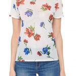 Women's Summer Mesh Short Sleeve Blouse, Round Neck Casual Tee, Size L White Size L Photo 0