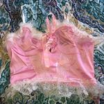 SheIn PETITE contrast lace pink Cami Top Photo 4