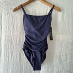 La Blanca  One Piece Swimsuit 2 NEW Navy Blue Shirred Ruched Gold Tone Accents Photo 14