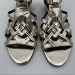 Tahari Sandals Gold Leather Shoes Strappy Flat Ankle Straps Summer Size 9.5 Photo 3