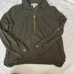 Michael Kors Olive Green Zip-Up Blouse Photo 0
